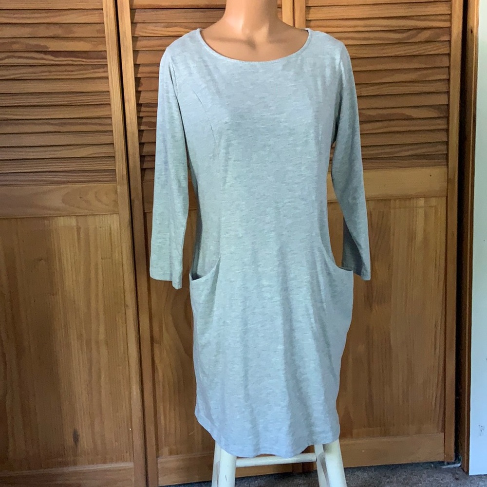 C Wonder shift dress with POCKETS Heather gray long sleeves